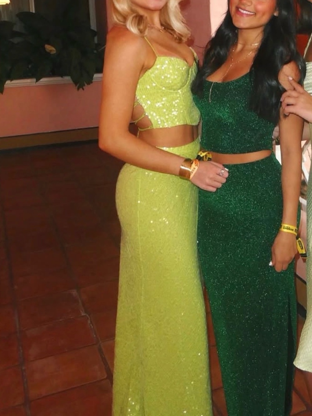 Showpo Lime Green Sequin Two-Piece Set